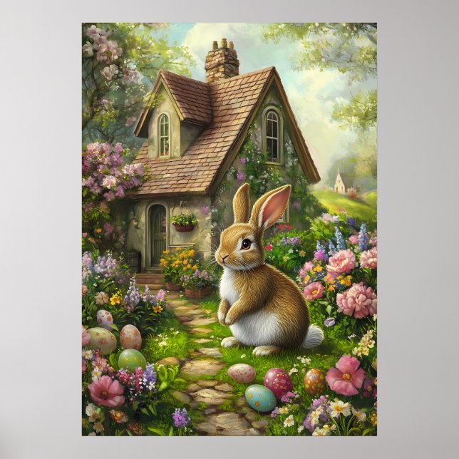 Happy Easter Bunny Wall Art Poster (Front)