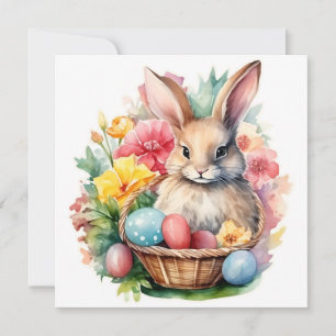 Happy Easter Bunny Watercolor painting Invitation