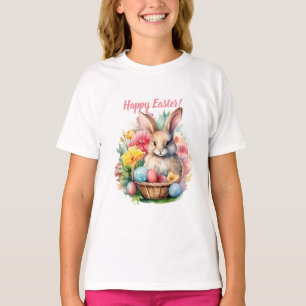 Happy Easter Bunny Watercolor painting T-Shirt