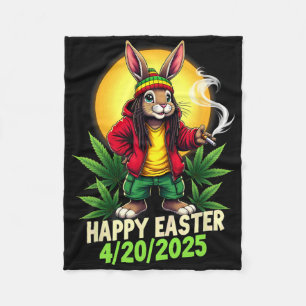 Happy Easter Bunny Weed Fleece Blanket