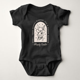 Happy Easter bunny western theme funny greetings Baby Bodysuit