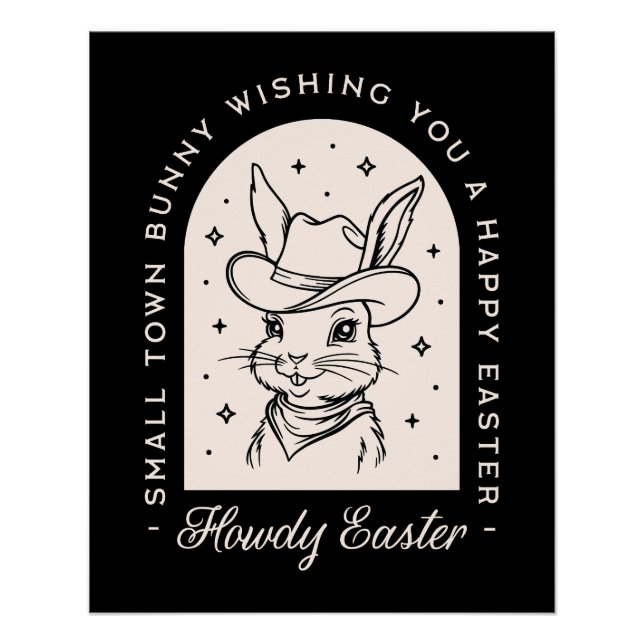 Happy Easter bunny western theme funny greetings Poster (Front)