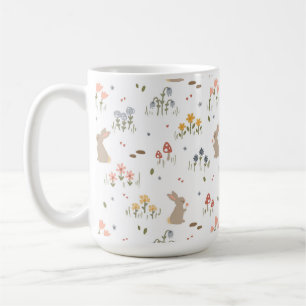Happy Easter Bunny Wildflowers Cute Rabbit Holiday Coffee Mug