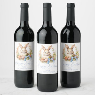 Happy Easter Bunny Wine Label