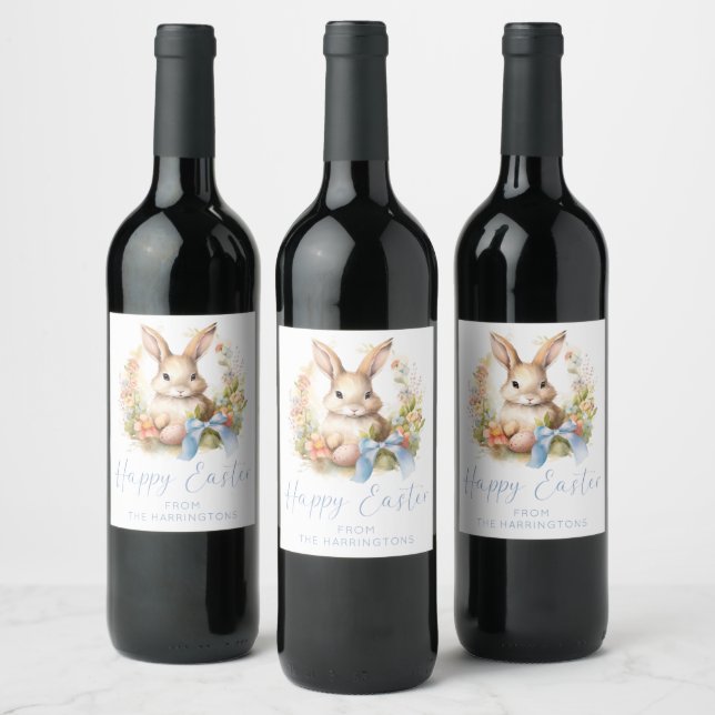 Happy Easter Bunny Wine Label (Bottles)