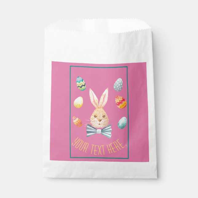 Happy Easter Bunny With Bow Tie Favour Bags (Front)