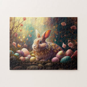 Happy Easter Bunny with Easter eggs Jigsaw Puzzle