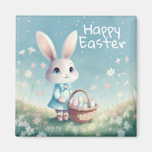 Happy Easter Bunny with Easter eggs Magnet