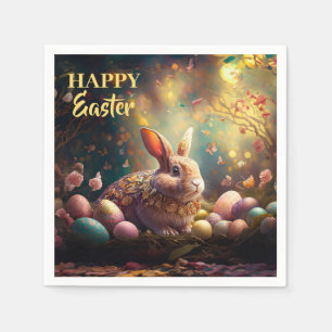 Happy Easter Bunny with Easter eggs Napkin