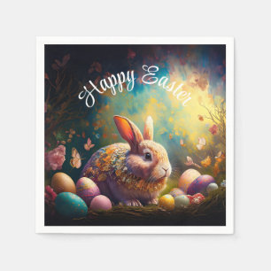 Happy Easter Bunny with Easter eggs Napkin