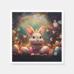 Happy Easter Bunny with Easter eggs Napkin