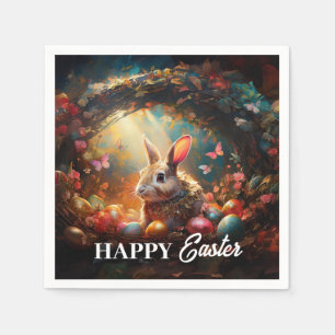 Happy Easter Bunny with Easter eggs Napkin