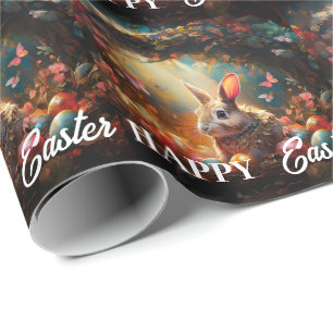 Happy Easter Bunny with Easter eggs Wrapping Paper