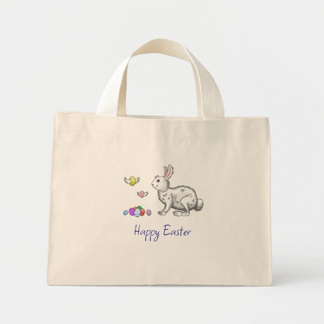 Happy Easter Bunny's Mini Tote Bag (Front)