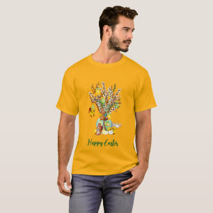 Happy Easter Busy Tree Hanging Chick Egg Bunny Fun T-Shirt
