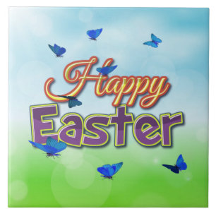 Happy Easter butterflies Tile