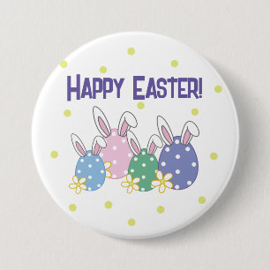 Happy Easter Button - Bunny Ear Eggs - Any Colour
