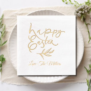 Happy Easter Calligraphy Script Personalised Name Foil Napkins