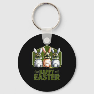Happy easter camo bunny rabbit coquette bow key ring