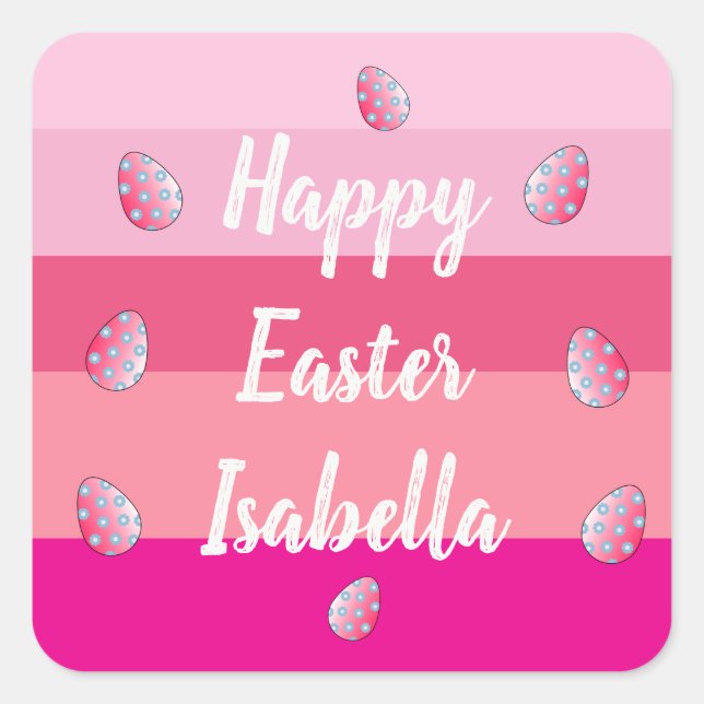 Happy Easter Candy Colours And Eggs Square Sticker (Front)