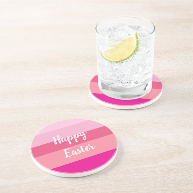 Happy Easter Candy Colours Throw Pillow Coaster (Side)