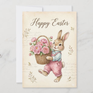 Happy Easter Card - Bunny with Pink Basket
