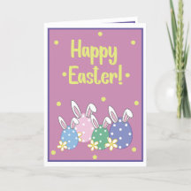  Happy Easter Card - Eggs & Bunny Ears - Pink