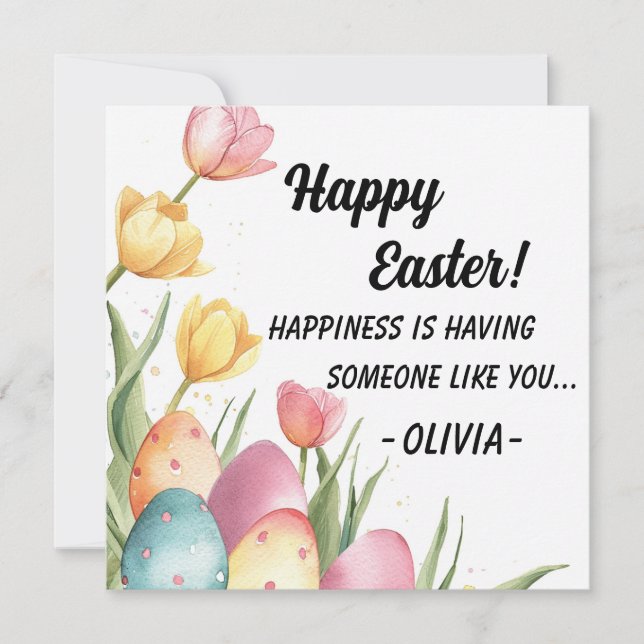 Happy Easter Card, Happy Spring Flowers Holiday Card (Front)