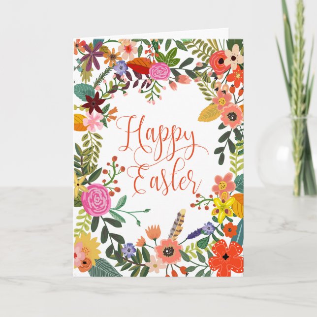 Happy Easter card modern floral (Front)