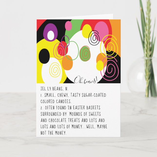 Happy Easter Card/Personalize Jelly Beans, noun Card (Front)