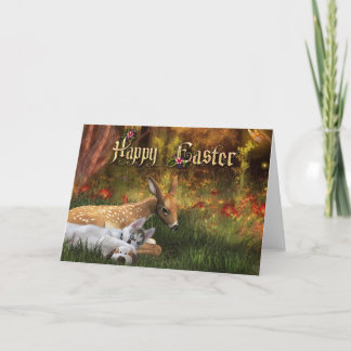 Happy Easter Card - Puppy and Fawn
