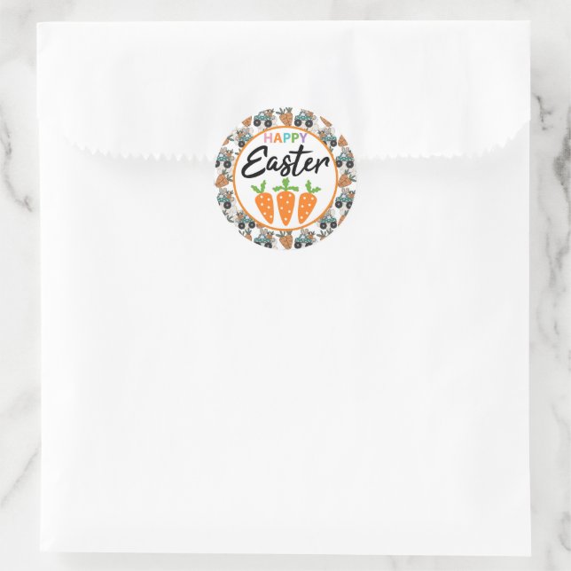 Happy Easter Carrots  Classic Round Sticker (Bag)