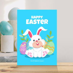 Happy Easter Cartoon Bunny & Easter Eggs Invitation