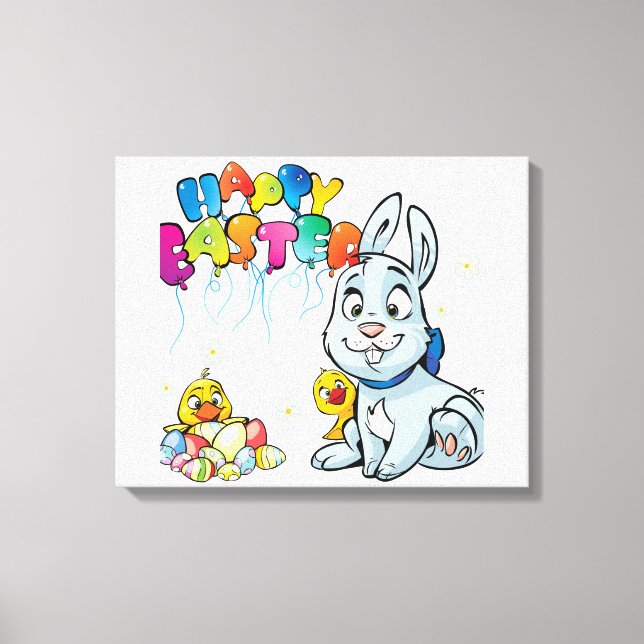 Happy Easter Cartoon Canvas Print (Front)