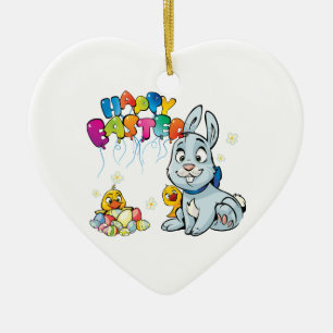 Happy Easter Cartoon Ceramic Tree Decoration