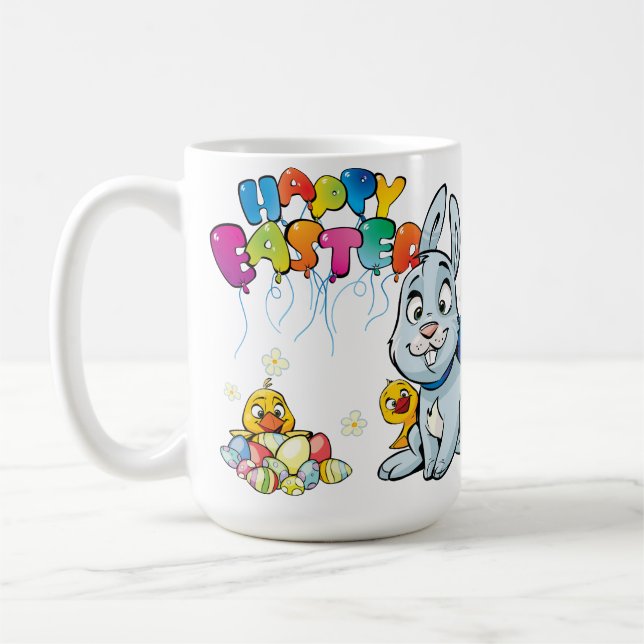 Happy Easter Cartoon Coffee Mug (Left)