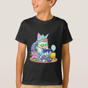Happy Easter Cat Bunny Funny Gamer Video Game Boys T-Shirt