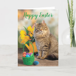 Happy Easter Cat Card Easter Basket