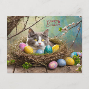 Happy Easter Cat Holiday Postcard