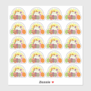 Happy Easter Cat Sticker Sheet 20 Cute Eggs