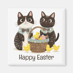 Happy Easter Cats Easter Basket Baby Chicks Magnet