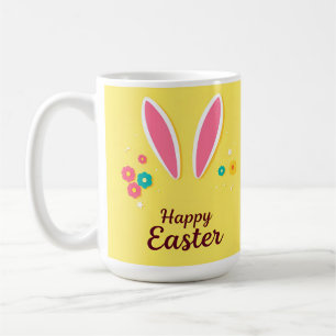 Happy Easter Celebration Card with Bunny Ears Coffee Mug