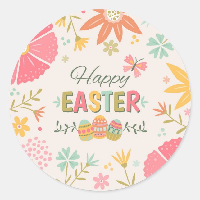 Happy Easter Celebration Classic Round Sticker (Front)