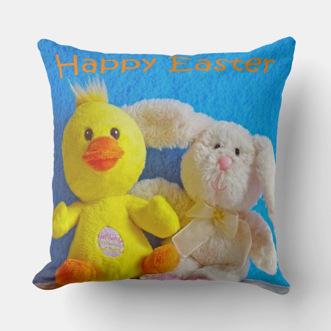 Happy Easter Chick + Bunny Cushion (Front)