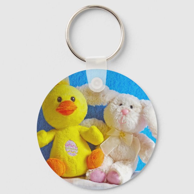 Happy Easter Chick + Bunny Key Ring (Front)