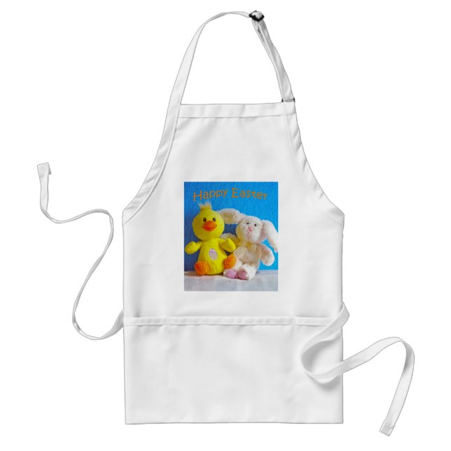 Happy Easter Chick + Bunny Standard Apron (Front)
