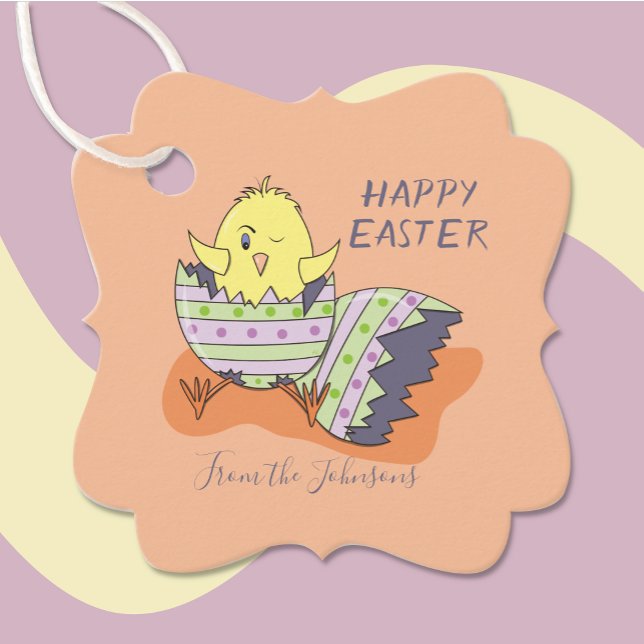 Happy Easter Chick Favour | Gift Tags (Happy Easter chick party favor tag .)