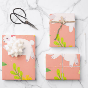 Happy Easter Chicken And Rabbit Wrapping Paper Sheet