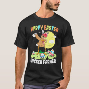 Happy Easter Chicken Farmer Easter Day Dabbing Egg T-Shirt