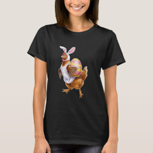 Happy Easter Chicken with Bunny and Fun Eggs on th T-Shirt